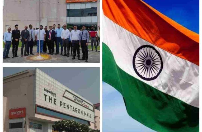 Flag hoisting at Pentagon Mall in the morning, SIDCUL Haridwar.