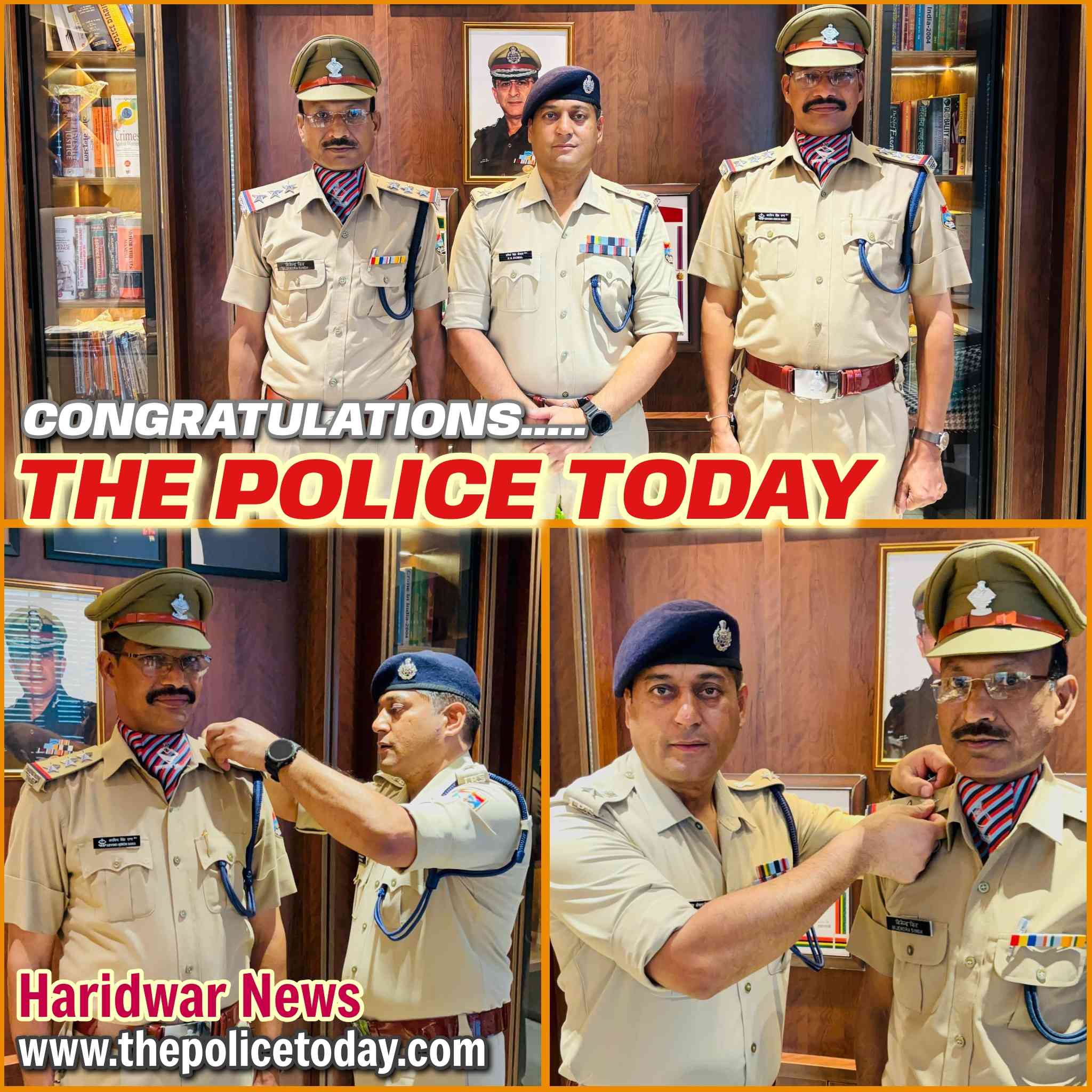 Sub-Inspectors Arvind Singh Rana and Bijendra Singh Promoted to Inspector Rank, SSP Haridwar Pramendra Singh Dobal Adorns Them with Third Star and Extends Best Wishes 16 1006458764