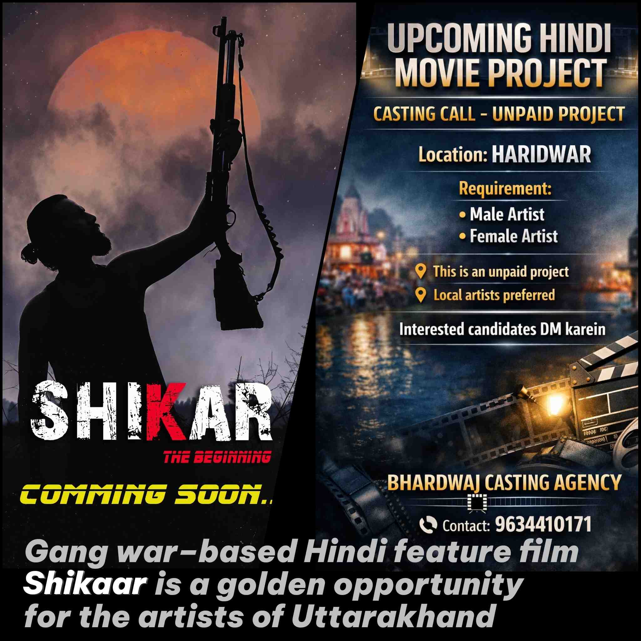 The Shooting of the film “Shikaar” is set to begin soon in Uttarakhand. Based on a gang war theme for the big screen, the film will feature several faces from Haridwar in leading roles. 2 1007856871